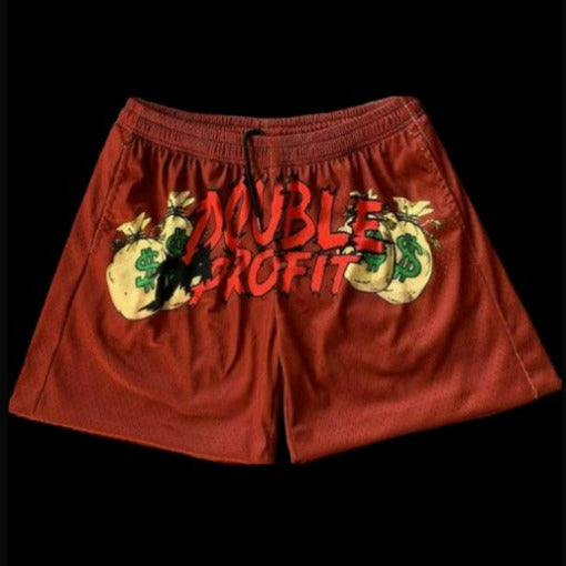 “DoubleDaProfit” Maroon shorts